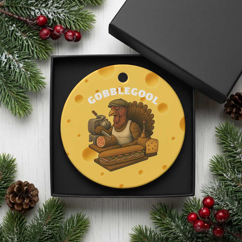 Gobblegool Funny Thanksgiving Ceramic Ornament Italian Turkey Deli Humor Sub Sandwich TS02 1pc Yellow Cheese Print Your Wear