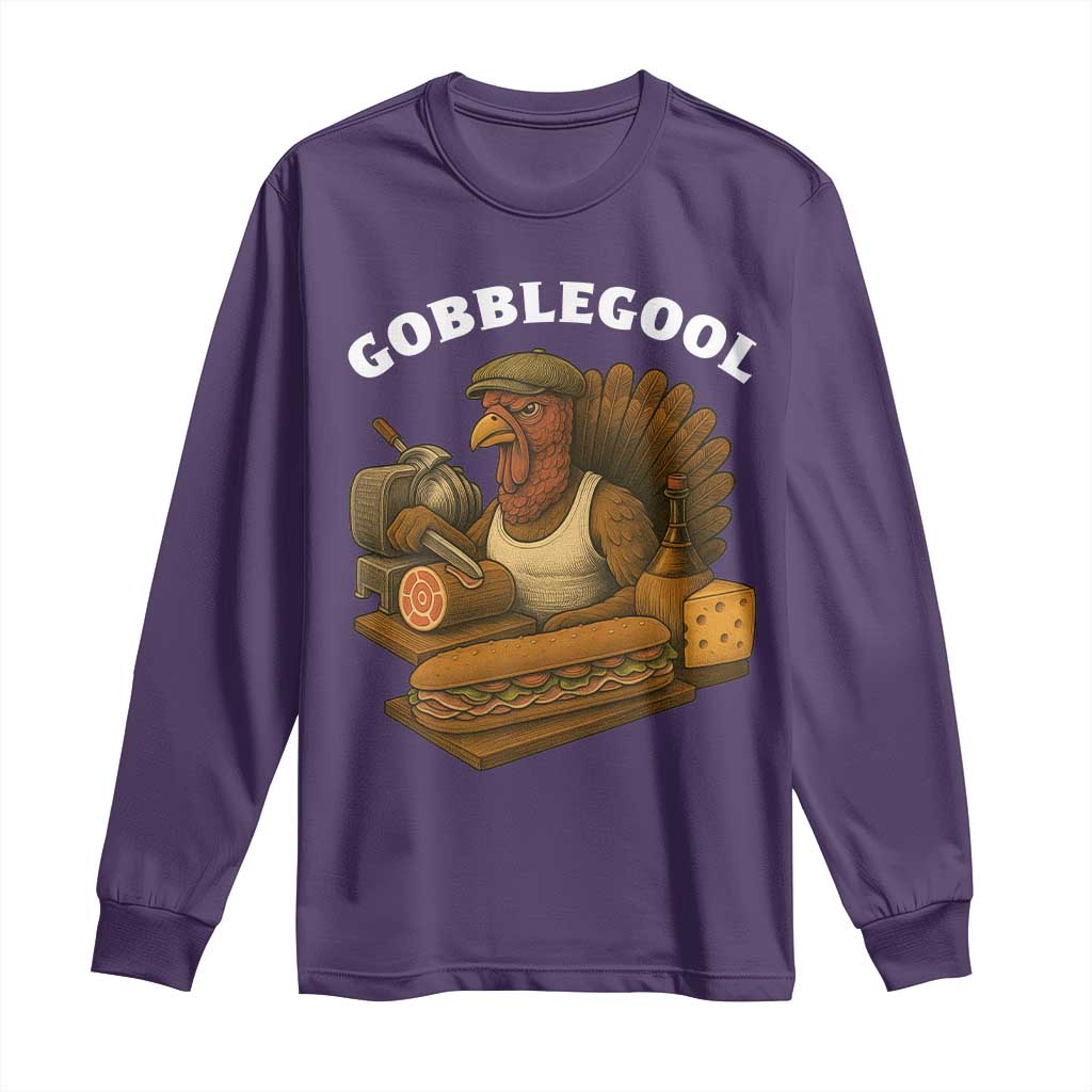Gobblegool Funny Thanksgiving Long Sleeve Shirt Italian Turkey Deli Humor Sub Sandwich TS02 Purple Print Your Wear