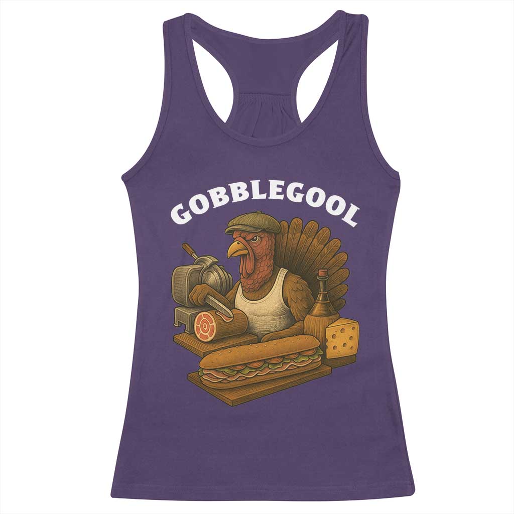 Gobblegool Funny Thanksgiving Racerback Tank Top Italian Turkey Deli Humor Sub Sandwich TS02 Purple Print Your Wear