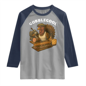 Gobblegool Funny Thanksgiving Raglan Shirt Italian Turkey Deli Humor Sub Sandwich TS02 Sport Gray Navy Print Your Wear