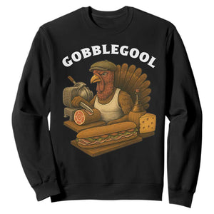 Gobblegool Funny Thanksgiving Sweatshirt Italian Turkey Deli Humor Sub Sandwich TS02 Black Print Your Wear