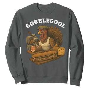Gobblegool Funny Thanksgiving Sweatshirt Italian Turkey Deli Humor Sub Sandwich TS02 Dark Heather Print Your Wear