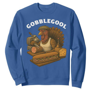 Gobblegool Funny Thanksgiving Sweatshirt Italian Turkey Deli Humor Sub Sandwich TS02 Royal Blue Print Your Wear