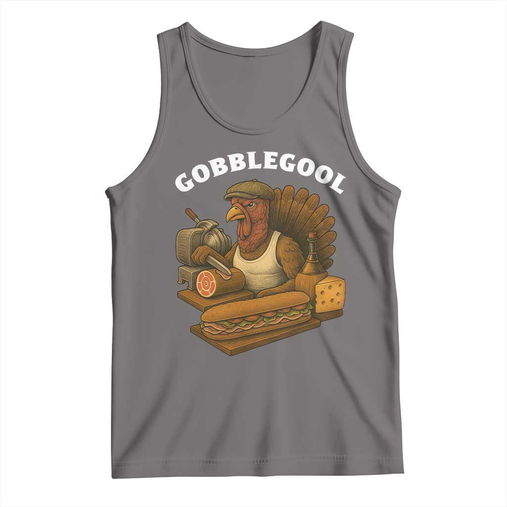 Gobblegool Funny Thanksgiving Tank Top Italian Turkey Deli Humor Sub Sandwich TS02 Deep Heather Print Your Wear