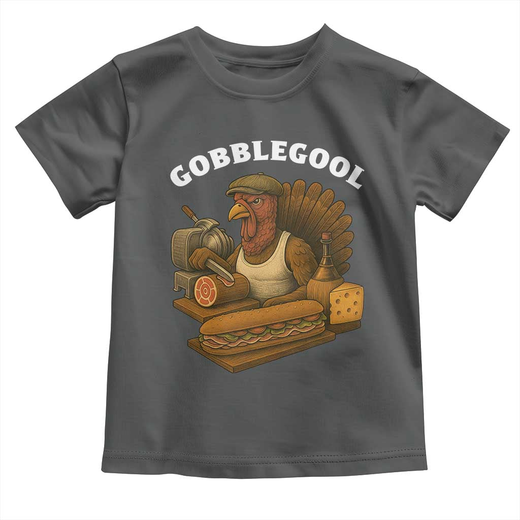 Gobblegool Funny Thanksgiving Toddler T Shirt Italian Turkey Deli Humor Sub Sandwich TS02 Dark Heather Print Your Wear