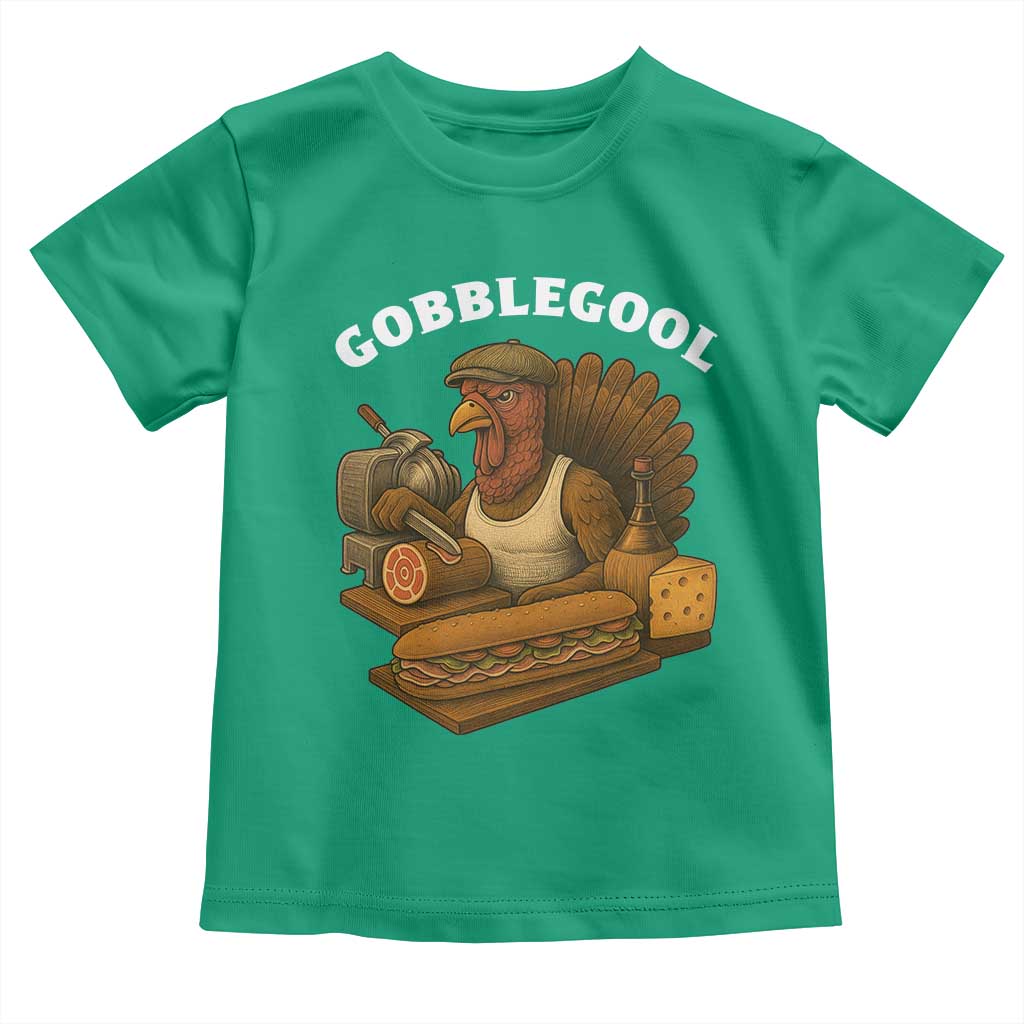 Gobblegool Funny Thanksgiving Toddler T Shirt Italian Turkey Deli Humor Sub Sandwich TS02 Irish Green Print Your Wear