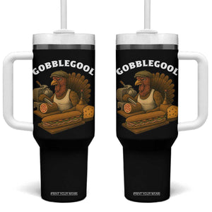 Gobblegool Funny Thanksgiving Tumbler With Handle Italian Turkey Deli Humor Sub Sandwich TS02 One Size: 40 oz Black Print Your Wear