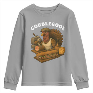 Gobblegool Funny Thanksgiving Youth Sweatshirt Italian Turkey Deli Humor Sub Sandwich TS02 Sport Gray Print Your Wear