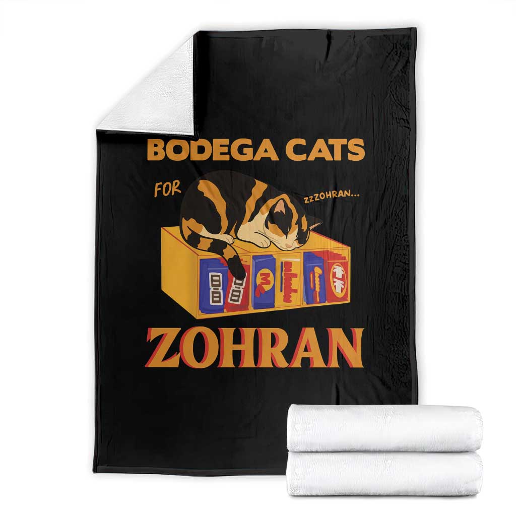 Bodega Cats for Zohran Throw Blanket New York Mamdani Supporter Mayor Cute Cat TS02 Black Print Your Wear