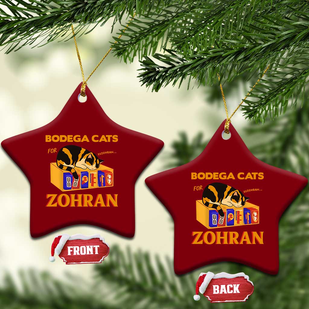 Bodega Cats for Zohran Ceramic Ornament New York Mamdani Supporter Mayor Cute Cat TS02 Print Your Wear