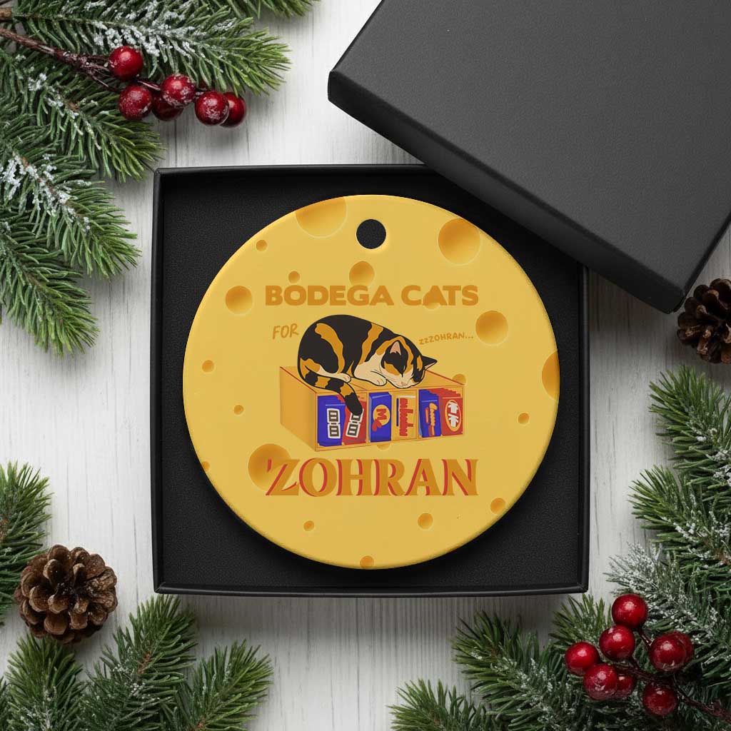 Bodega Cats for Zohran Ceramic Ornament New York Mamdani Supporter Mayor Cute Cat TS02 1pc Yellow Cheese Print Your Wear