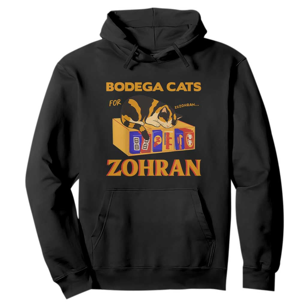 Bodega Cats for Zohran Hoodie New York Mamdani Supporter Mayor Cute Cat TS02 Black Print Your Wear
