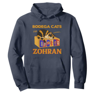 Bodega Cats for Zohran Hoodie New York Mamdani Supporter Mayor Cute Cat TS02 Navy Print Your Wear