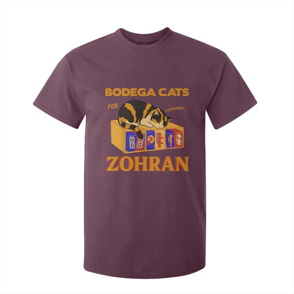 Bodega Cats for Zohran T Shirt For Kid New York Mamdani Supporter Mayor Cute Cat TS02 Maroon Print Your Wear