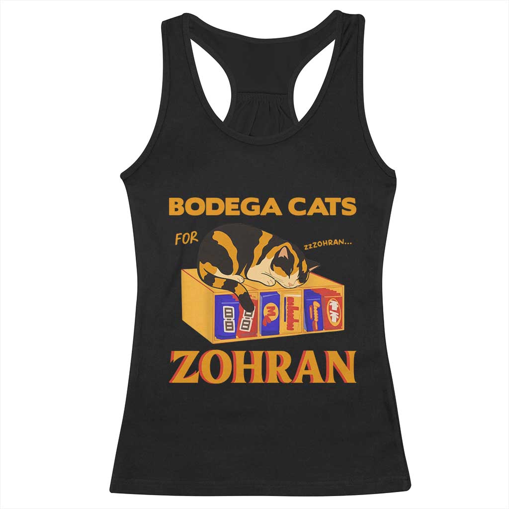 Bodega Cats for Zohran Racerback Tank Top New York Mamdani Supporter Mayor Cute Cat TS02 Black Print Your Wear