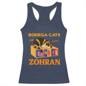 Bodega Cats for Zohran Racerback Tank Top New York Mamdani Supporter Mayor Cute Cat TS02 Navy Print Your Wear