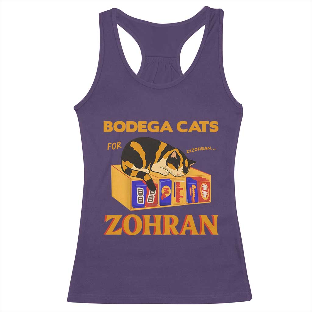 Bodega Cats for Zohran Racerback Tank Top New York Mamdani Supporter Mayor Cute Cat TS02 Purple Print Your Wear