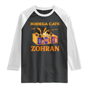 Bodega Cats for Zohran Raglan Shirt New York Mamdani Supporter Mayor Cute Cat TS02 Black White Print Your Wear