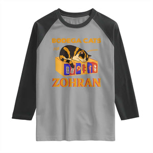 Bodega Cats for Zohran Raglan Shirt New York Mamdani Supporter Mayor Cute Cat TS02 Sport Gray Black Print Your Wear
