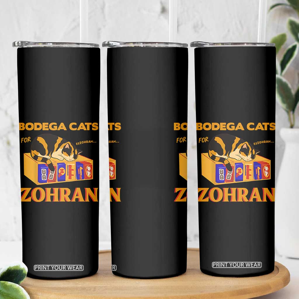 Bodega Cats for Zohran Skinny Tumbler New York Mamdani Supporter Mayor Cute Cat TS02 Print Your Wear