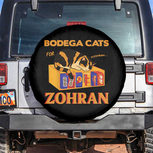 Bodega Cats for Zohran Spare Tire Cover New York Mamdani Supporter Mayor Cute Cat TS02 No hole Black Print Your Wear