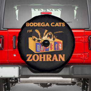 Bodega Cats for Zohran Spare Tire Cover New York Mamdani Supporter Mayor Cute Cat TS02 Black Print Your Wear