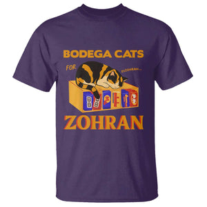 Bodega Cats for Zohran T Shirt New York Mamdani Supporter Mayor Cute Cat TS02 Purple Print Your Wear
