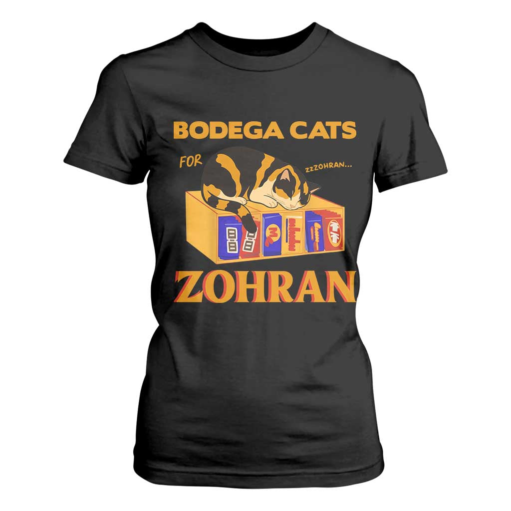 Bodega Cats for Zohran T Shirt For Women New York Mamdani Supporter Mayor Cute Cat TS02 Black Print Your Wear