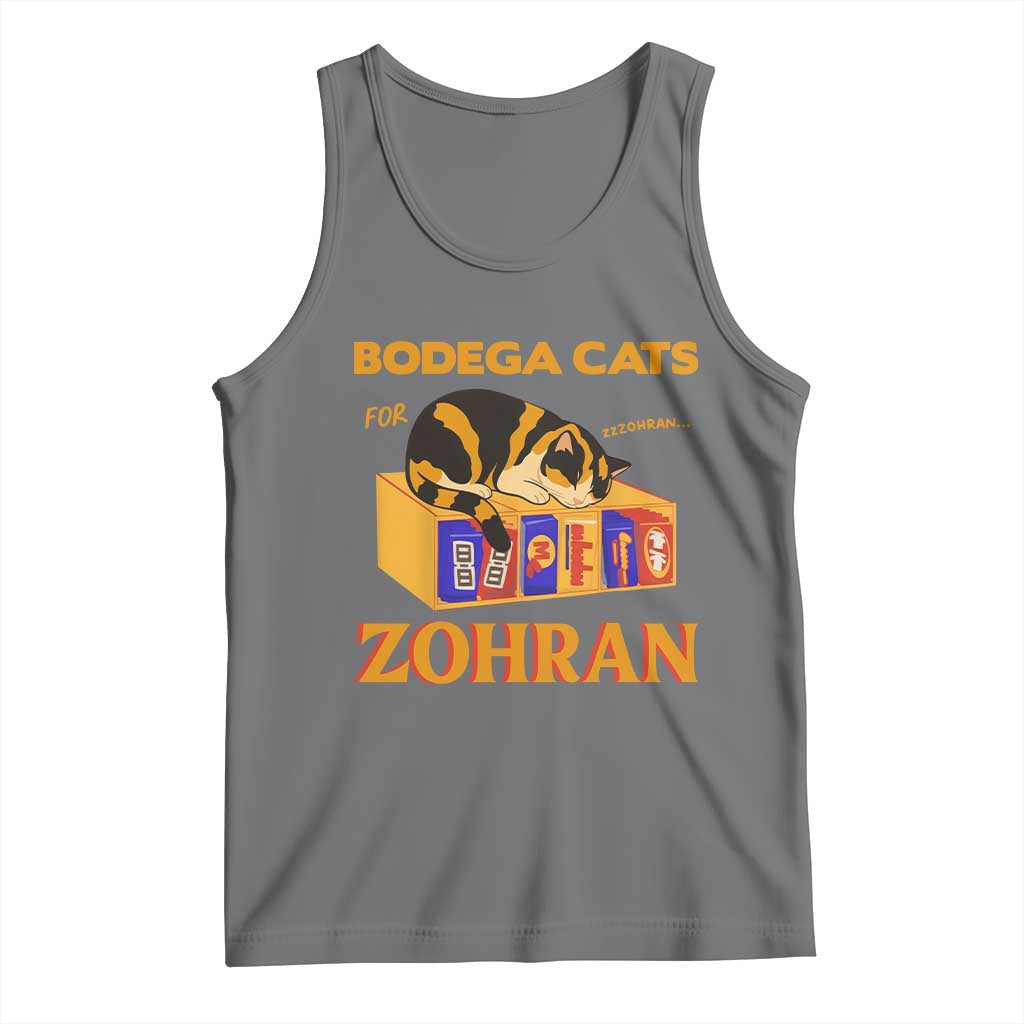 Bodega Cats for Zohran Tank Top New York Mamdani Supporter Mayor Cute Cat TS02 Black Heather Print Your Wear