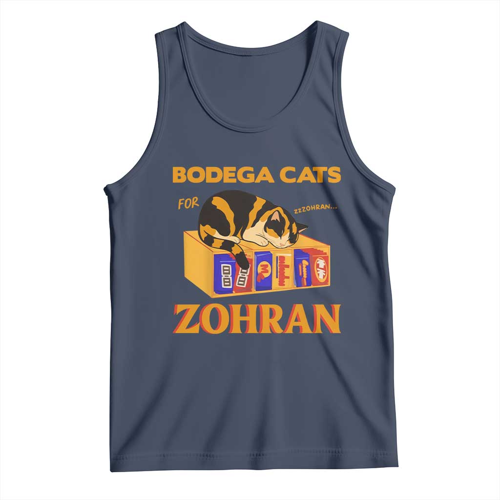 Bodega Cats for Zohran Tank Top New York Mamdani Supporter Mayor Cute Cat TS02 Navy Print Your Wear