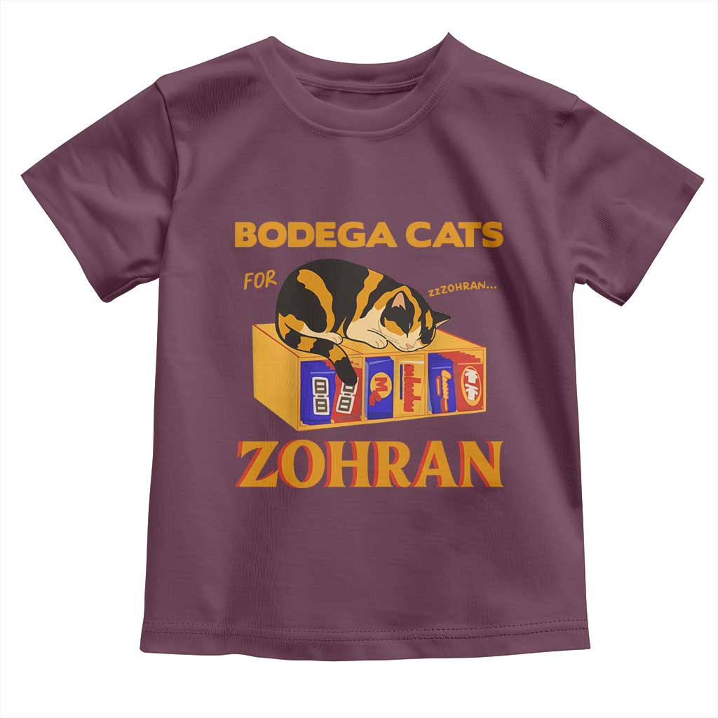 Bodega Cats for Zohran Toddler T Shirt New York Mamdani Supporter Mayor Cute Cat TS02 Maroon Print Your Wear