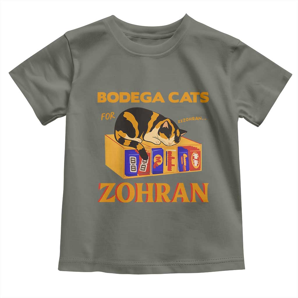 Bodega Cats for Zohran Toddler T Shirt New York Mamdani Supporter Mayor Cute Cat TS02 Military Green Print Your Wear