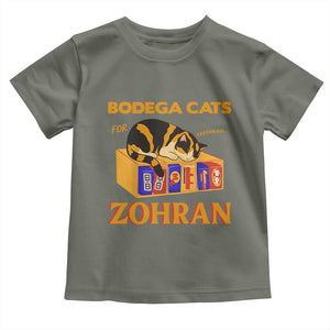 Bodega Cats for Zohran Toddler T Shirt New York Mamdani Supporter Mayor Cute Cat TS02 Military Green Print Your Wear