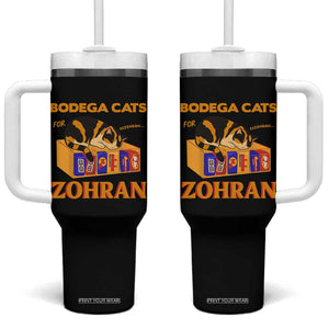 Bodega Cats for Zohran Tumbler With Handle New York Mamdani Supporter Mayor Cute Cat TS02 One Size: 40 oz Black Print Your Wear