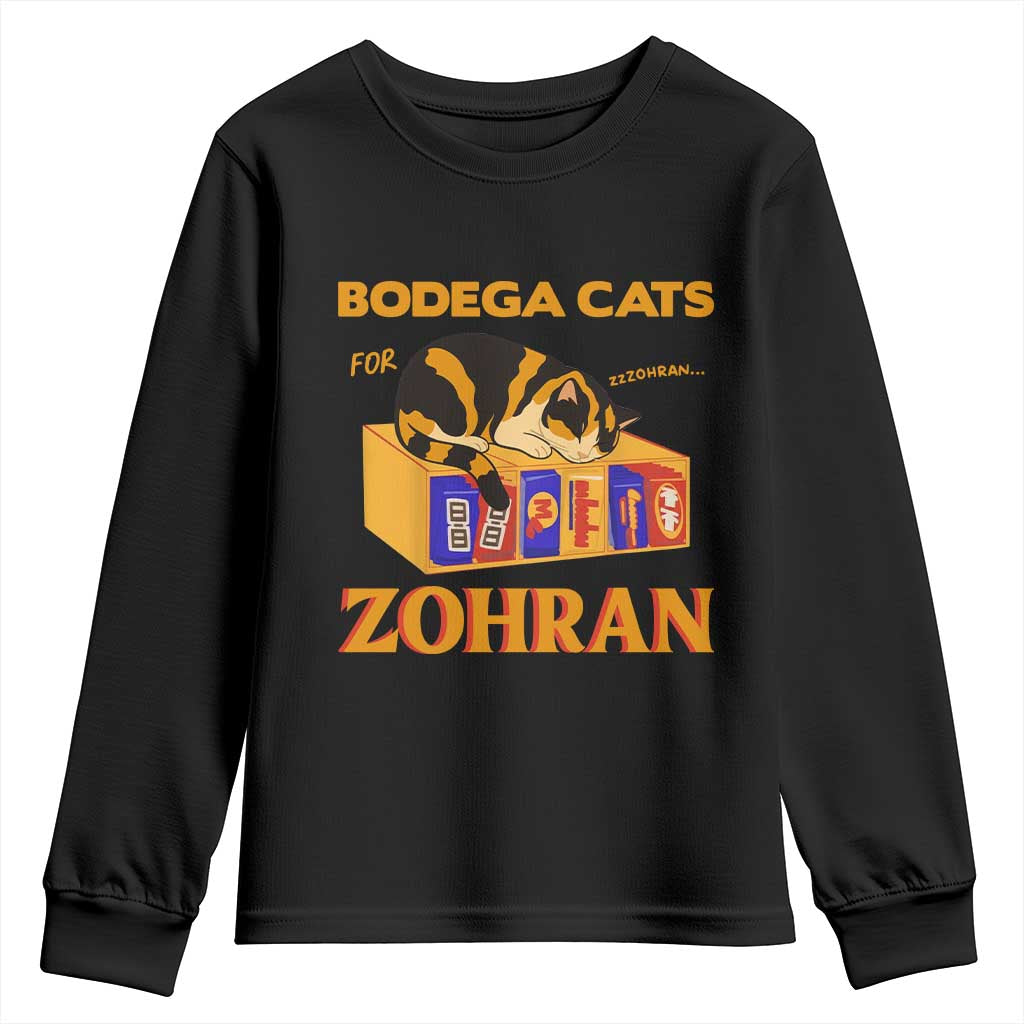 Bodega Cats for Zohran Youth Sweatshirt New York Mamdani Supporter Mayor Cute Cat TS02 Black Print Your Wear
