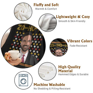 Zo Ho Ho Ugly Christmas Sweater Throw Blanket Funny Zohran Mamdani Holiday TS02 Print Your Wear