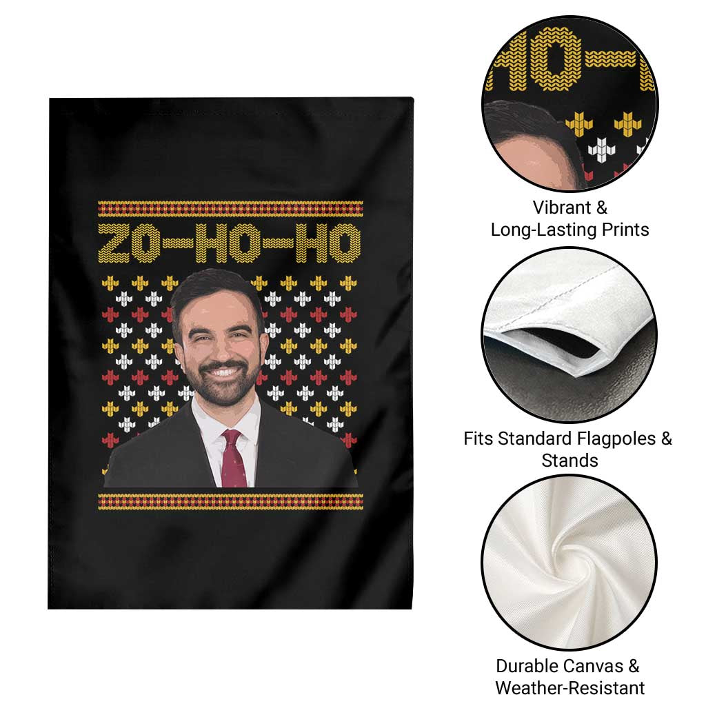 Zo Ho Ho Ugly Christmas Sweater Garden Flag Funny Zohran Mamdani Holiday TS02 Print Your Wear