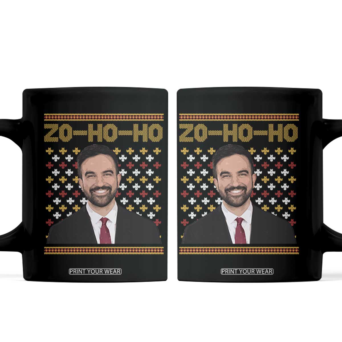 Zo Ho Ho Ugly Christmas Sweater Coffee Mug Funny Zohran Mamdani Holiday TS02 Black Print Your Wear