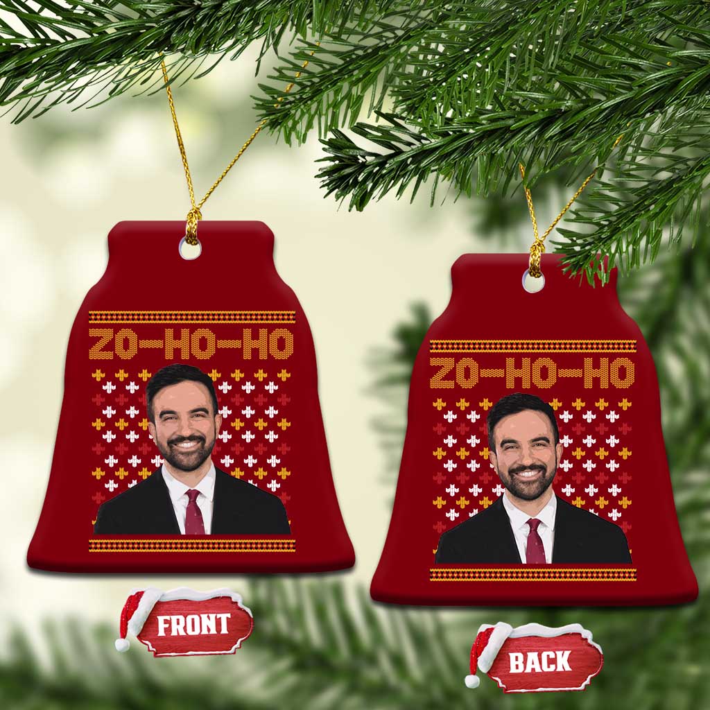 Zo Ho Ho Ugly Christmas Sweater Ceramic Ornament Funny Zohran Mamdani Holiday TS02 Print Your Wear