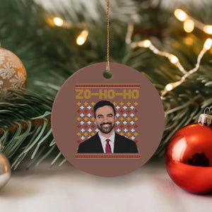Zo Ho Ho Ugly Christmas Sweater Ceramic Ornament Funny Zohran Mamdani Holiday TS02 1pc Mocha Print Your Wear