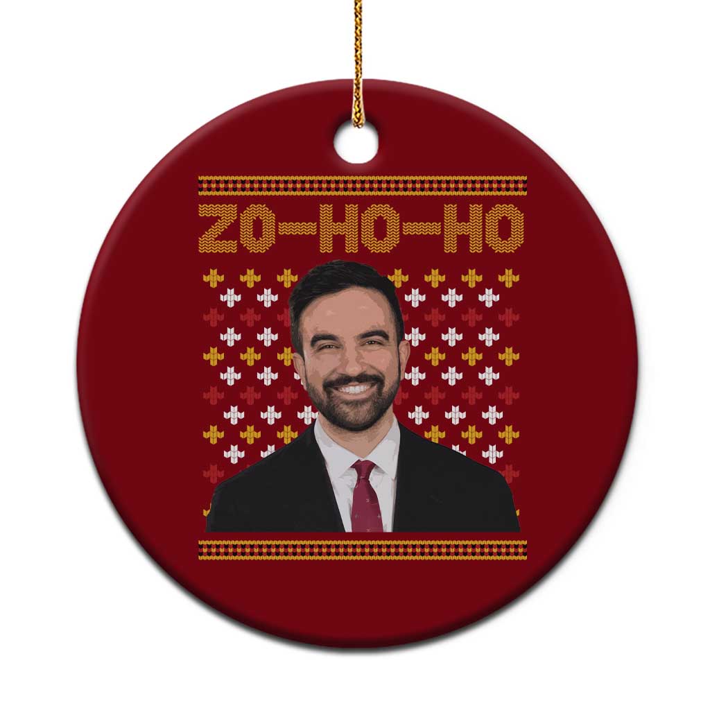 Zo Ho Ho Ugly Christmas Sweater Ceramic Ornament Funny Zohran Mamdani Holiday TS02 1pc Red Print Your Wear