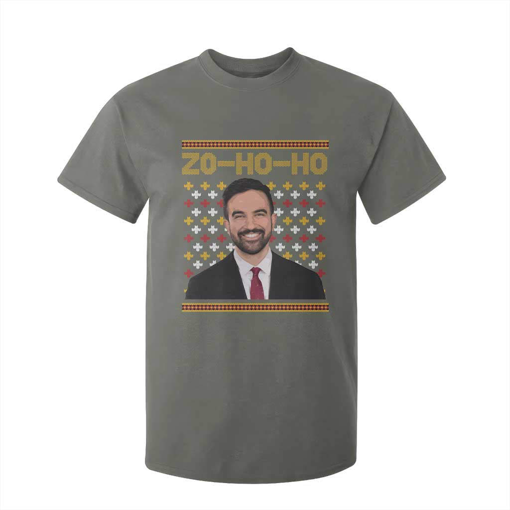 Zo Ho Ho Ugly Christmas Sweater T Shirt For Kid Funny Zohran Mamdani Holiday TS02 Military Green Print Your Wear
