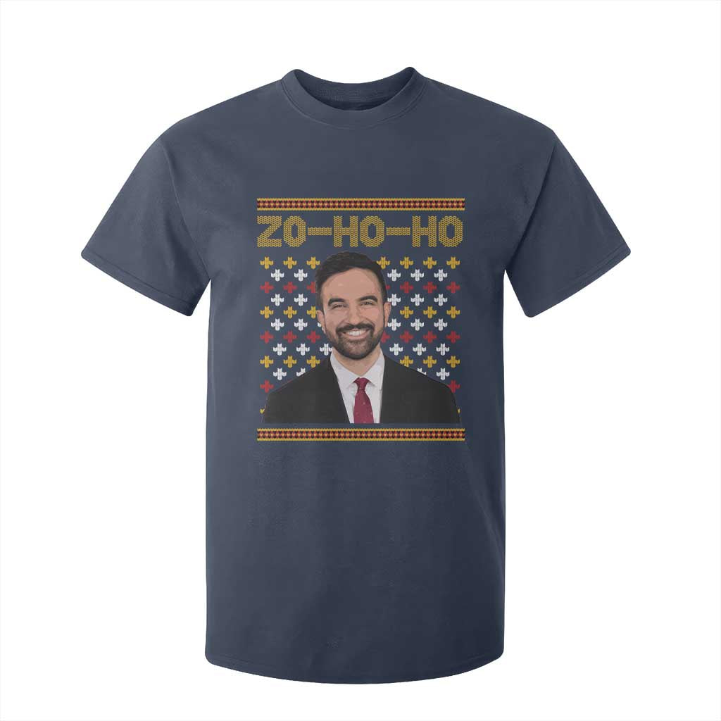 Zo Ho Ho Ugly Christmas Sweater T Shirt For Kid Funny Zohran Mamdani Holiday TS02 Navy Print Your Wear