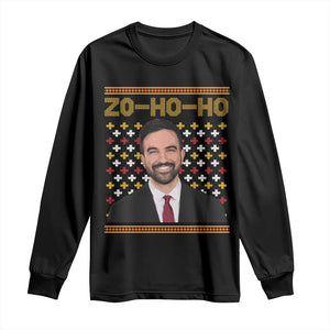 Zo Ho Ho Ugly Christmas Sweater Long Sleeve Shirt Funny Zohran Mamdani Holiday TS02 Black Print Your Wear