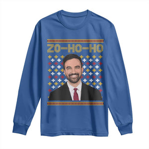 Zo Ho Ho Ugly Christmas Sweater Long Sleeve Shirt Funny Zohran Mamdani Holiday TS02 Royal Blue Print Your Wear