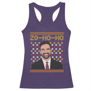 Zo Ho Ho Ugly Christmas Sweater Racerback Tank Top Funny Zohran Mamdani Holiday TS02 Purple Print Your Wear