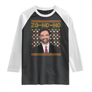 Zo Ho Ho Ugly Christmas Sweater Raglan Shirt Funny Zohran Mamdani Holiday TS02 Black White Print Your Wear