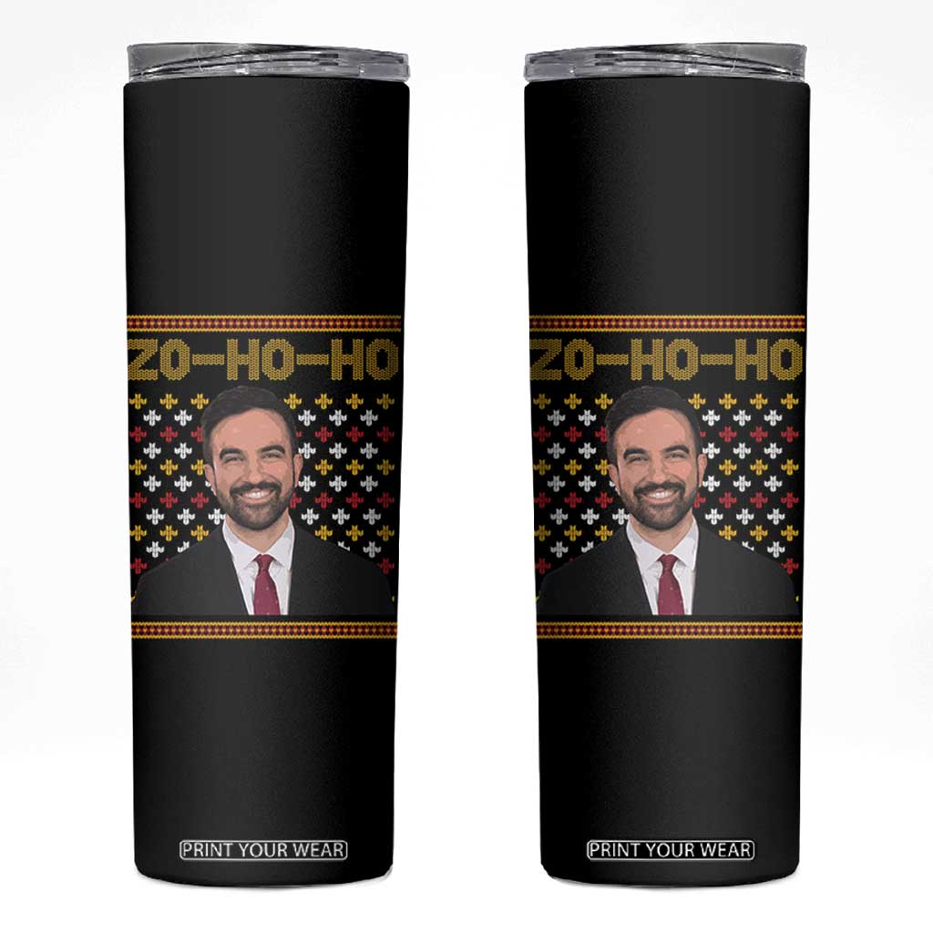 Zo Ho Ho Ugly Christmas Sweater Skinny Tumbler Funny Zohran Mamdani Holiday TS02 Black Print Your Wear