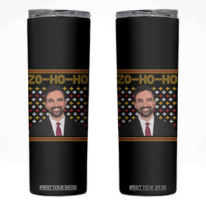 Zo Ho Ho Ugly Christmas Sweater Skinny Tumbler Funny Zohran Mamdani Holiday TS02 Black Print Your Wear