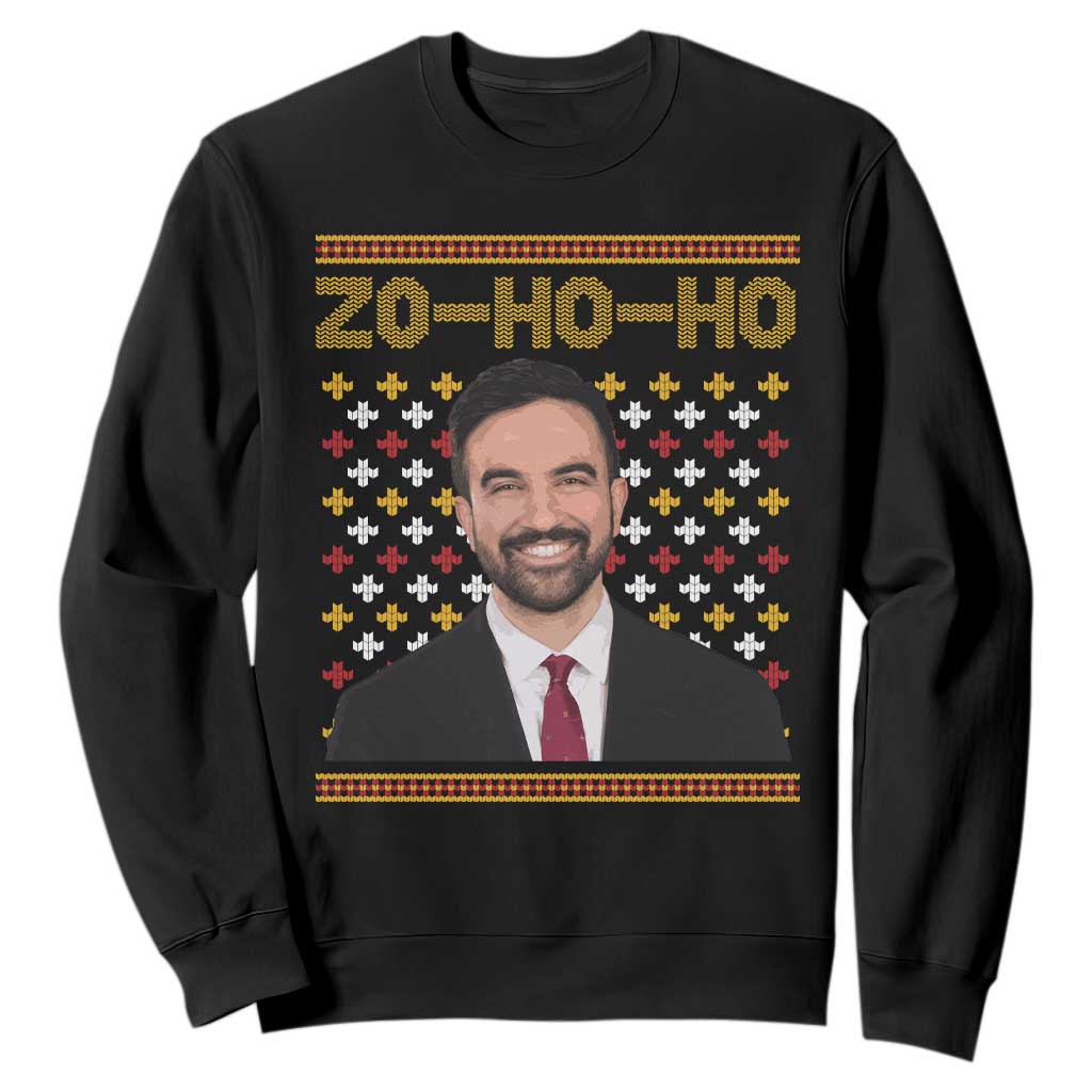 Zo Ho Ho Ugly Christmas Sweater Sweatshirt Funny Zohran Mamdani Holiday TS02 Black Print Your Wear